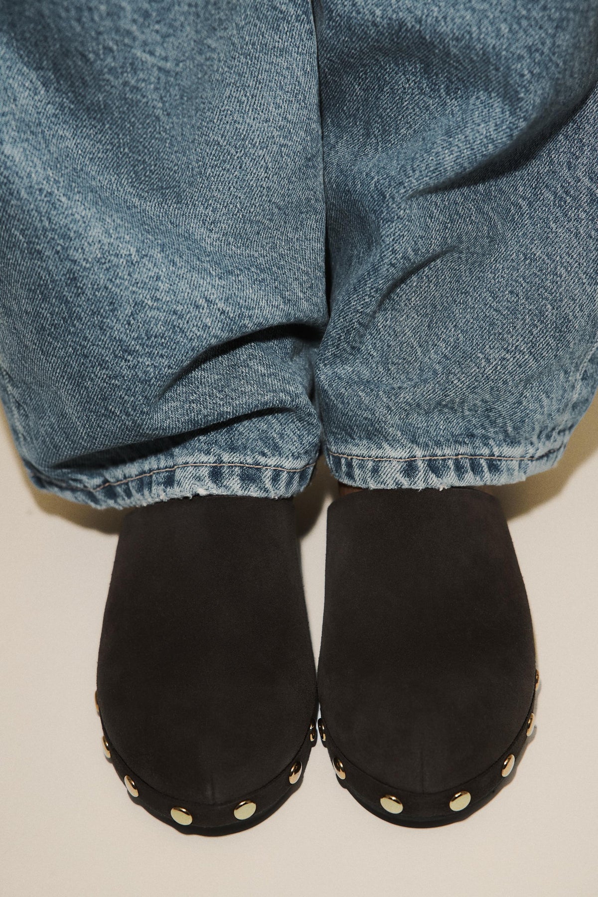 Studded Suede Kitten Clogs