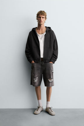 RIPPED DENIM BERMUDA SHORTS - Image 1