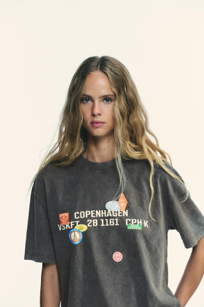 Washed T-Shirt with Printed