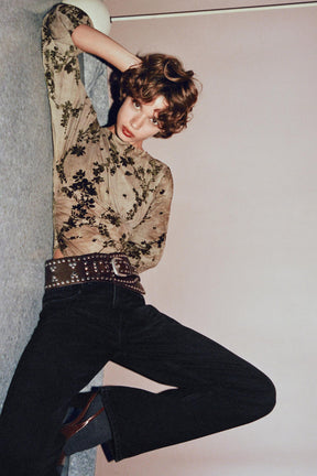 Flocked Tulle Bodysuit