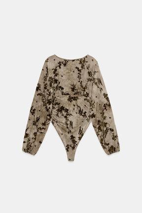 Flocked Tulle Bodysuit