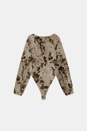 Flocked Tulle Bodysuit