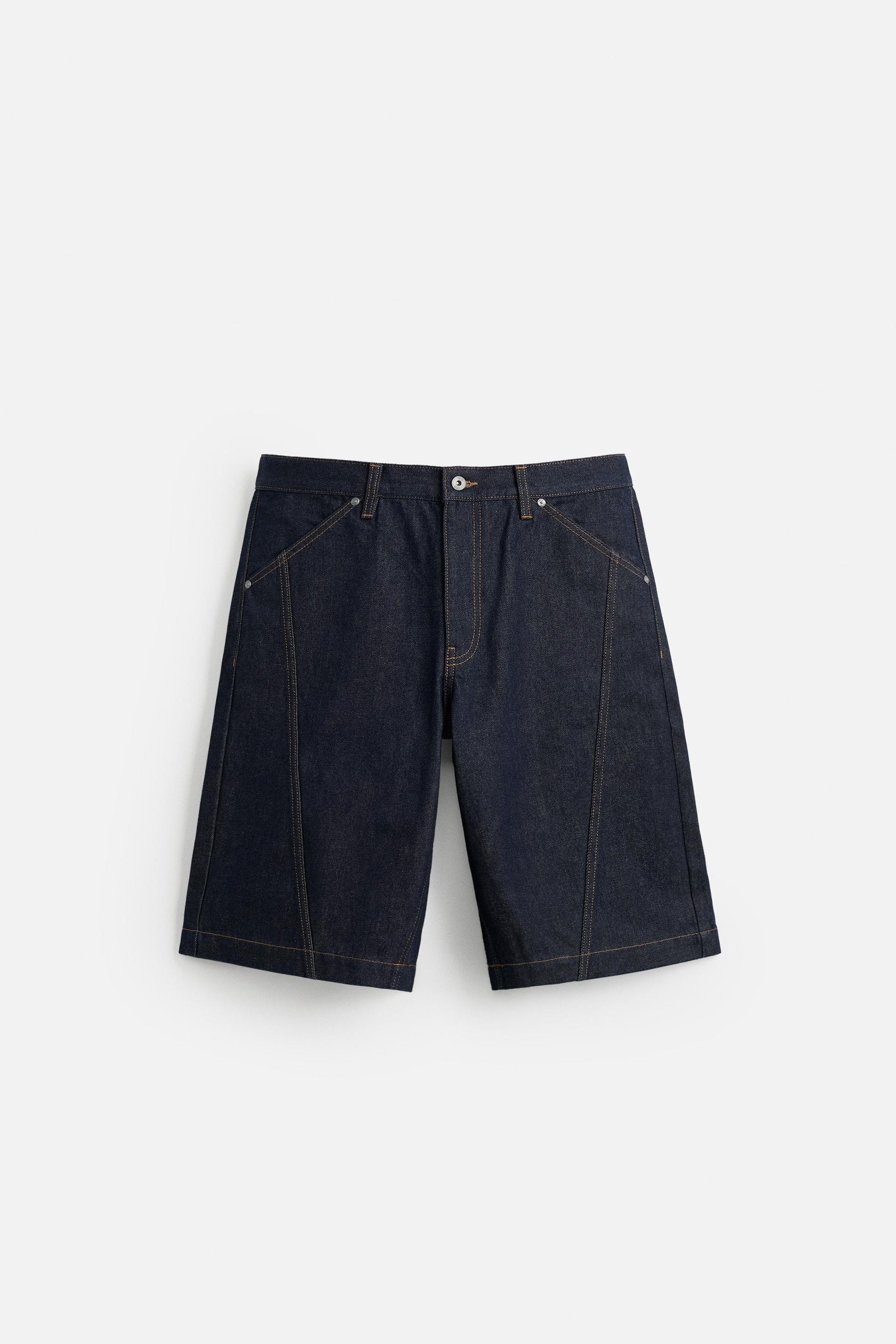 BAGGY FIT DENIM BERMUDA SHORTS WITH STITCHING - Image 6