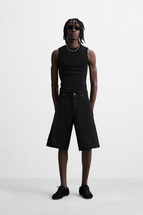 BAGGY FIT DENIM BERMUDA SHORTS WITH STITCHING - Image 1