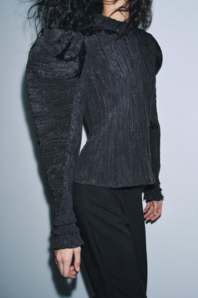 Crinkled Puff Sleeve Blouse