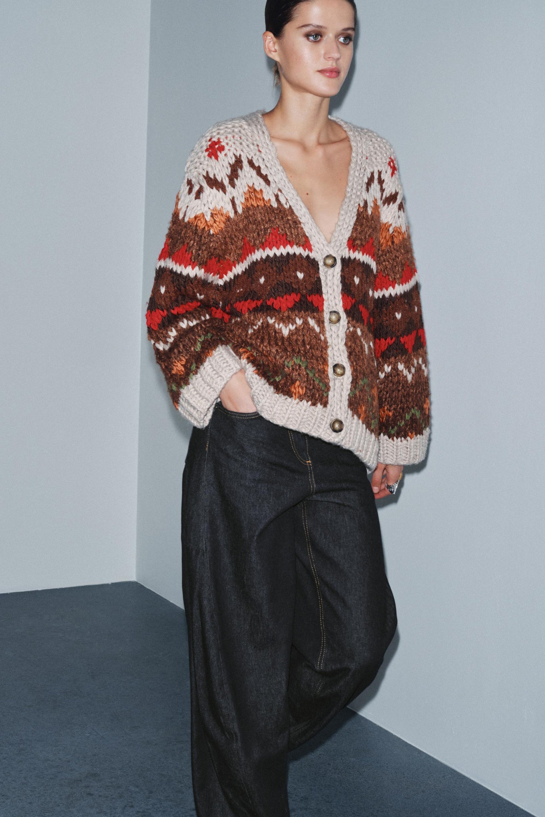 Jacquard Knit Cardigan