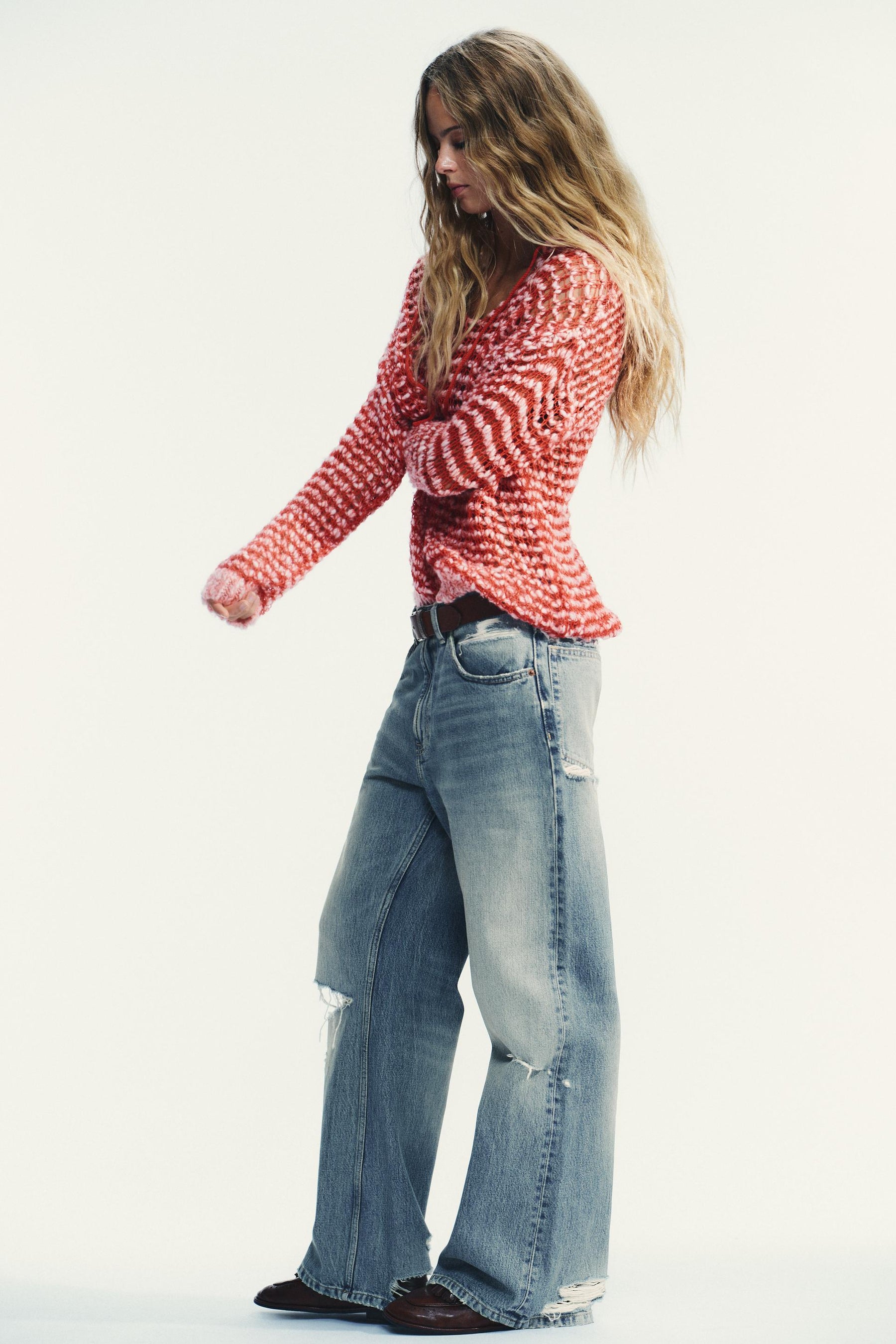 Wool Pointelle Knit Polo