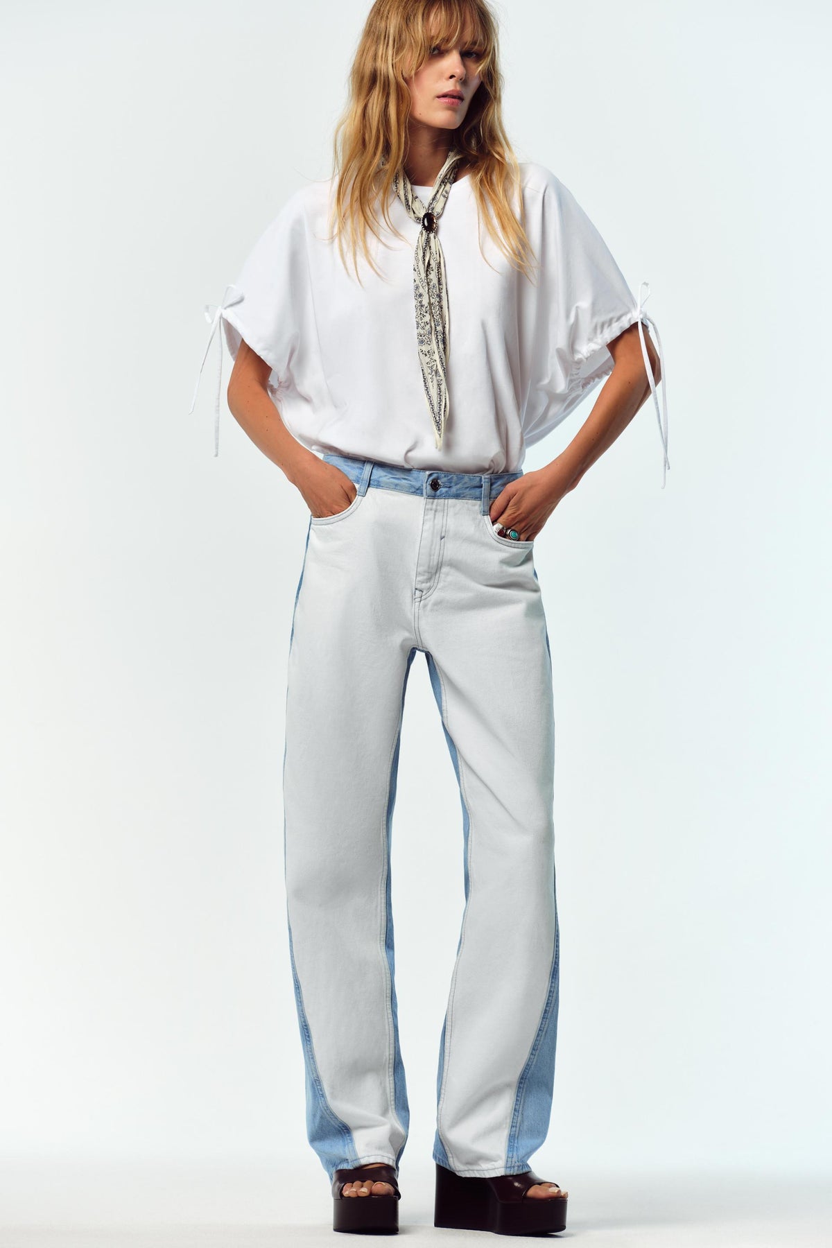 Cotton Tie-Accent T-Shirt