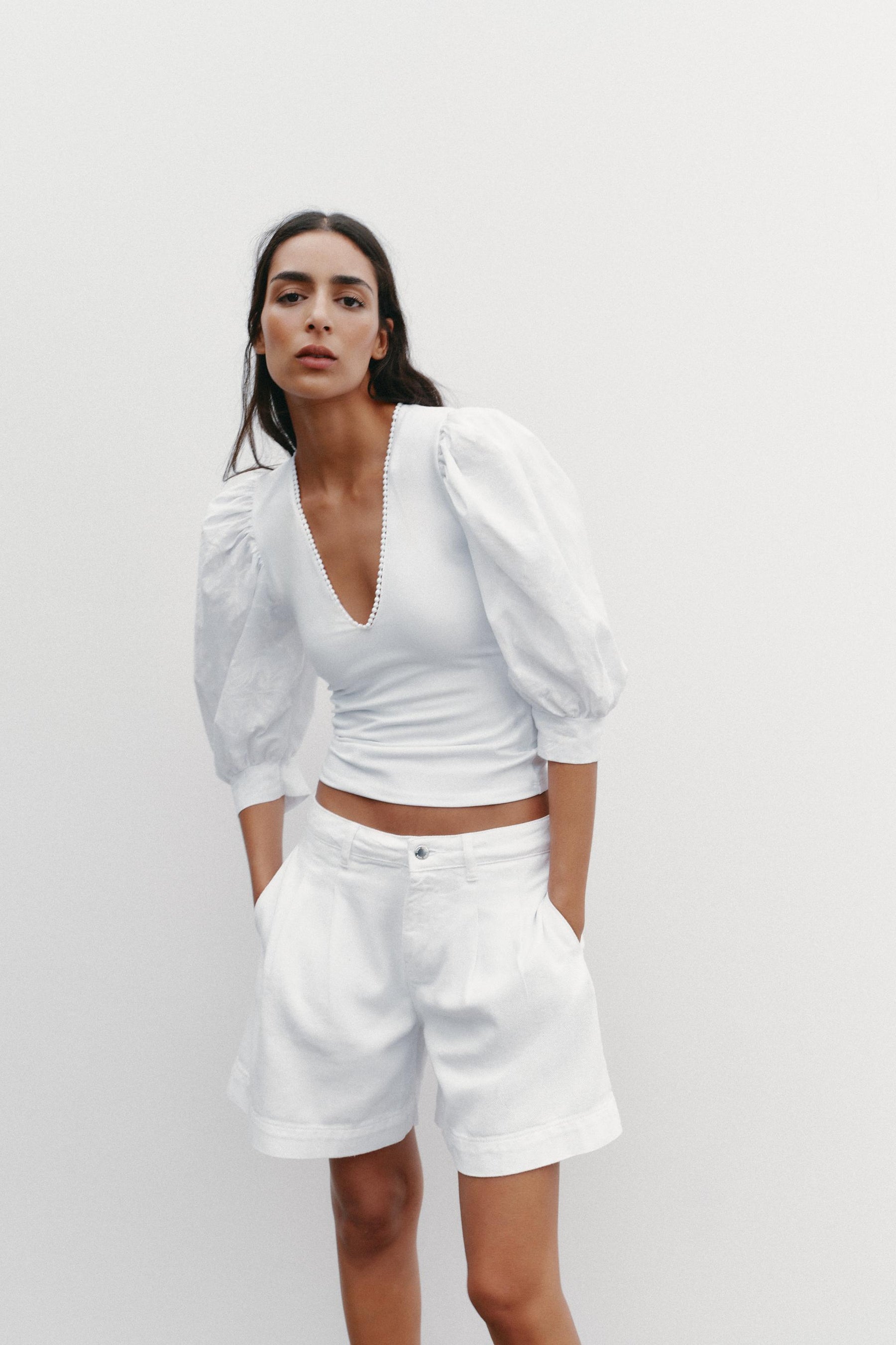 Embroidered Floral Puff Sleeve