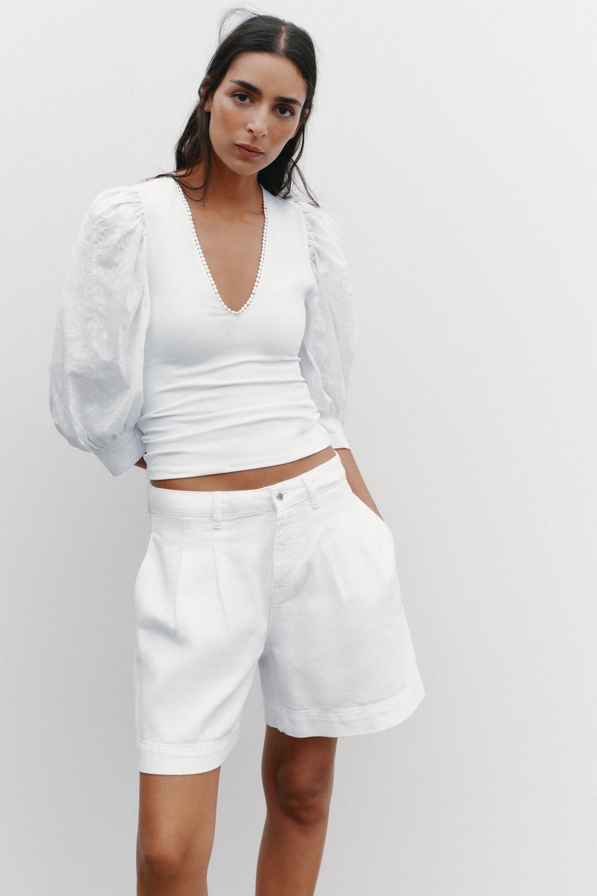 Embroidered Floral Puff Sleeve