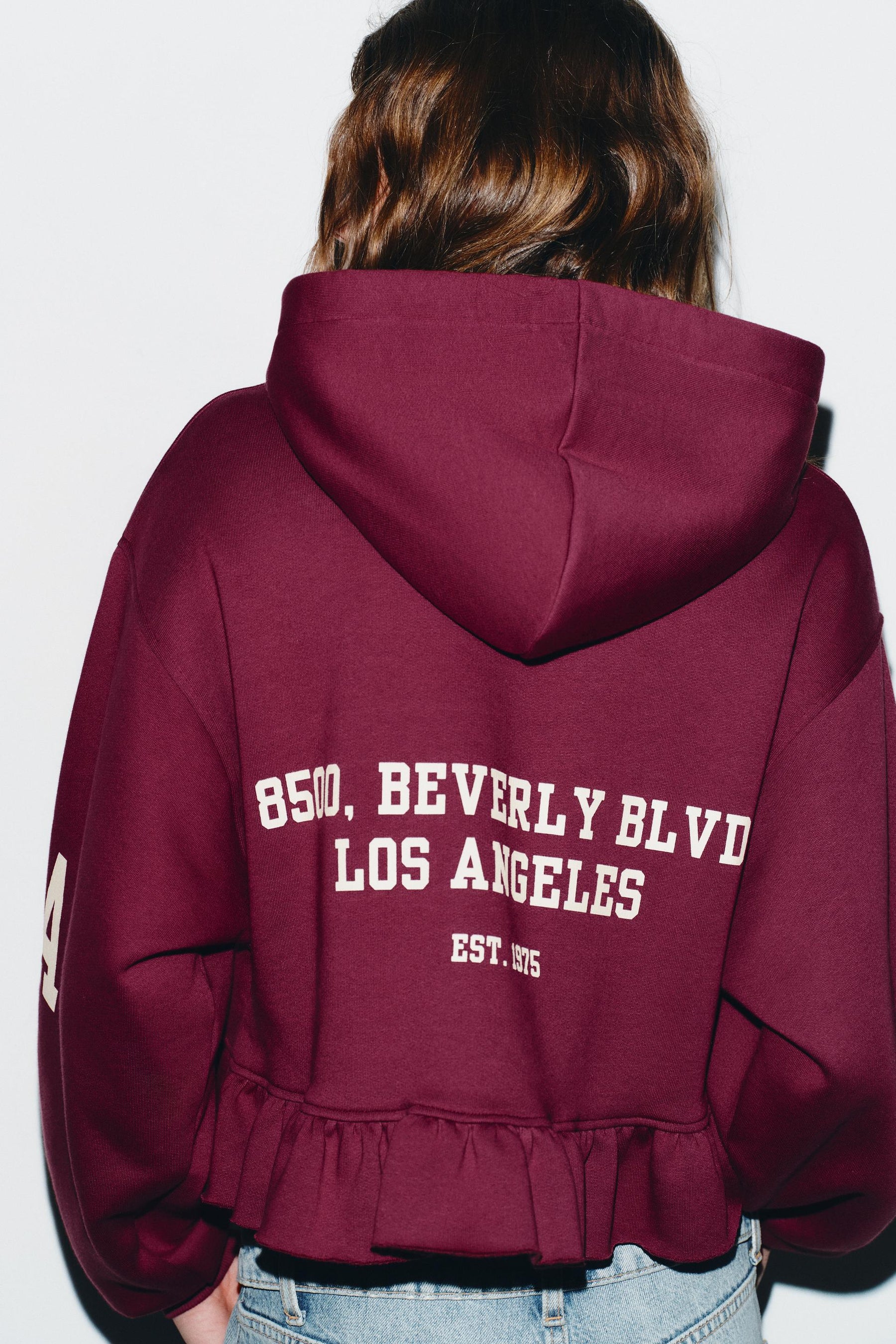Ruffle-Trimmed Varsity Sweatshirt
