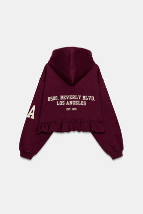 Ruffle-Trimmed Varsity Sweatshirt