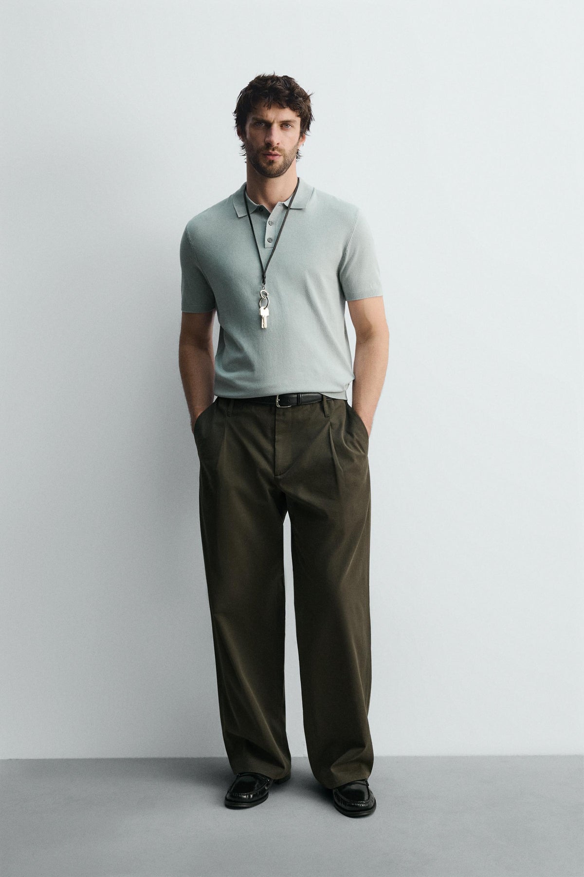 VISCOSE BLEND KNITTED POLO SHIRT - Image 1