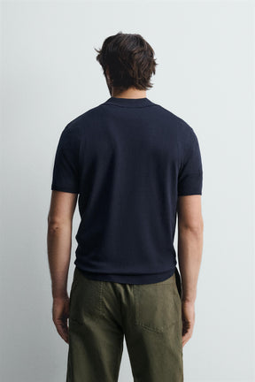 VISCOSE BLEND KNITTED POLO SHIRT - Image 3