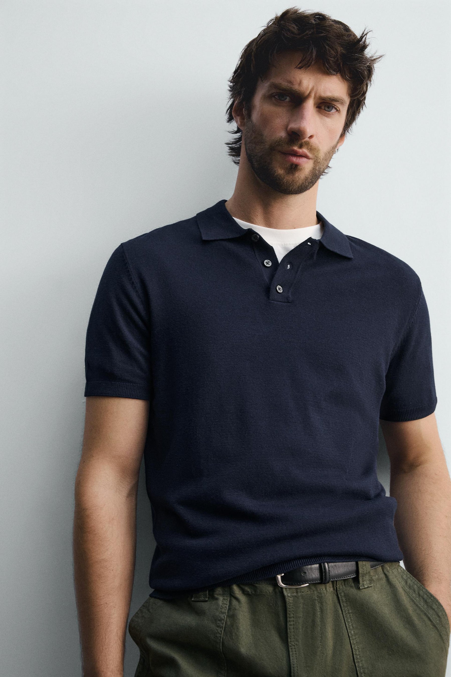 VISCOSE BLEND KNITTED POLO SHIRT - Image 6