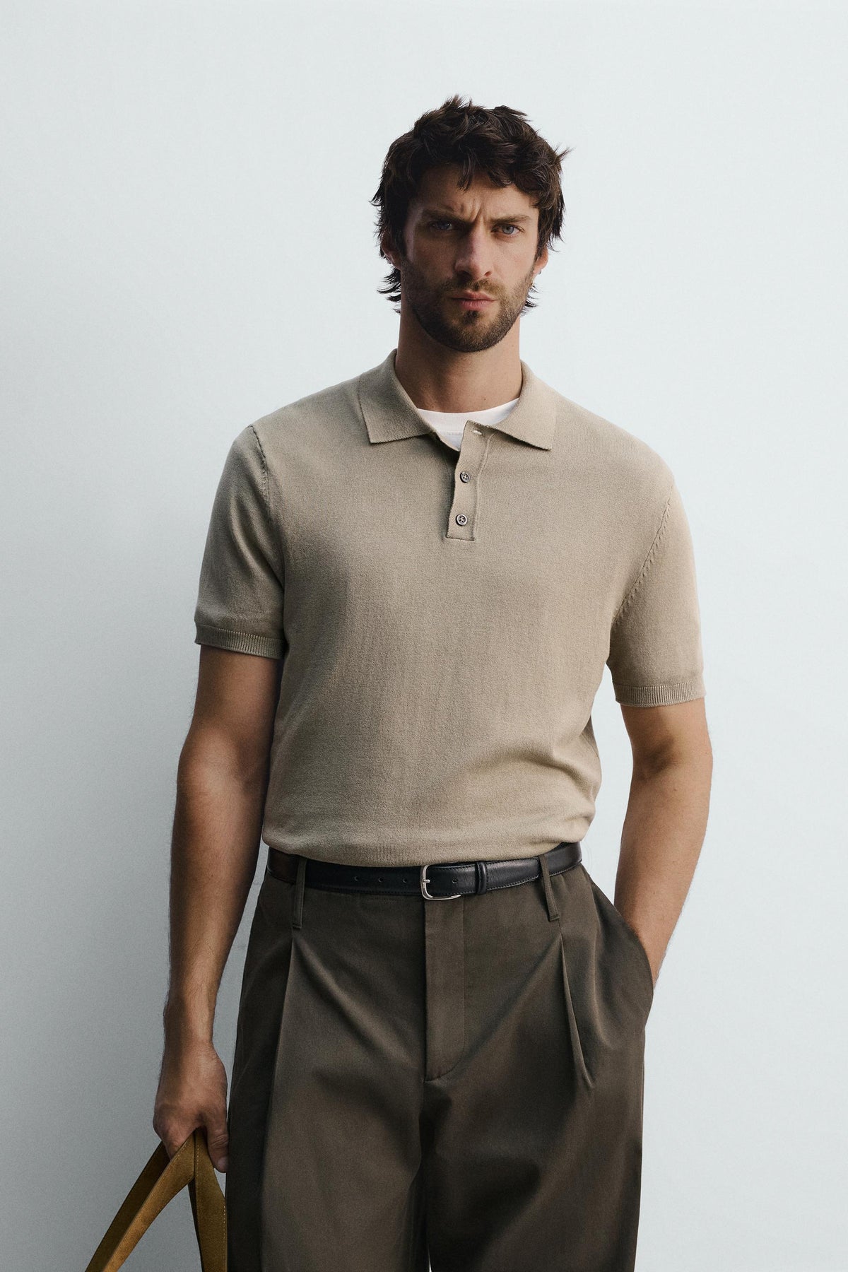 VISCOSE BLEND KNITTED POLO SHIRT - Image 1