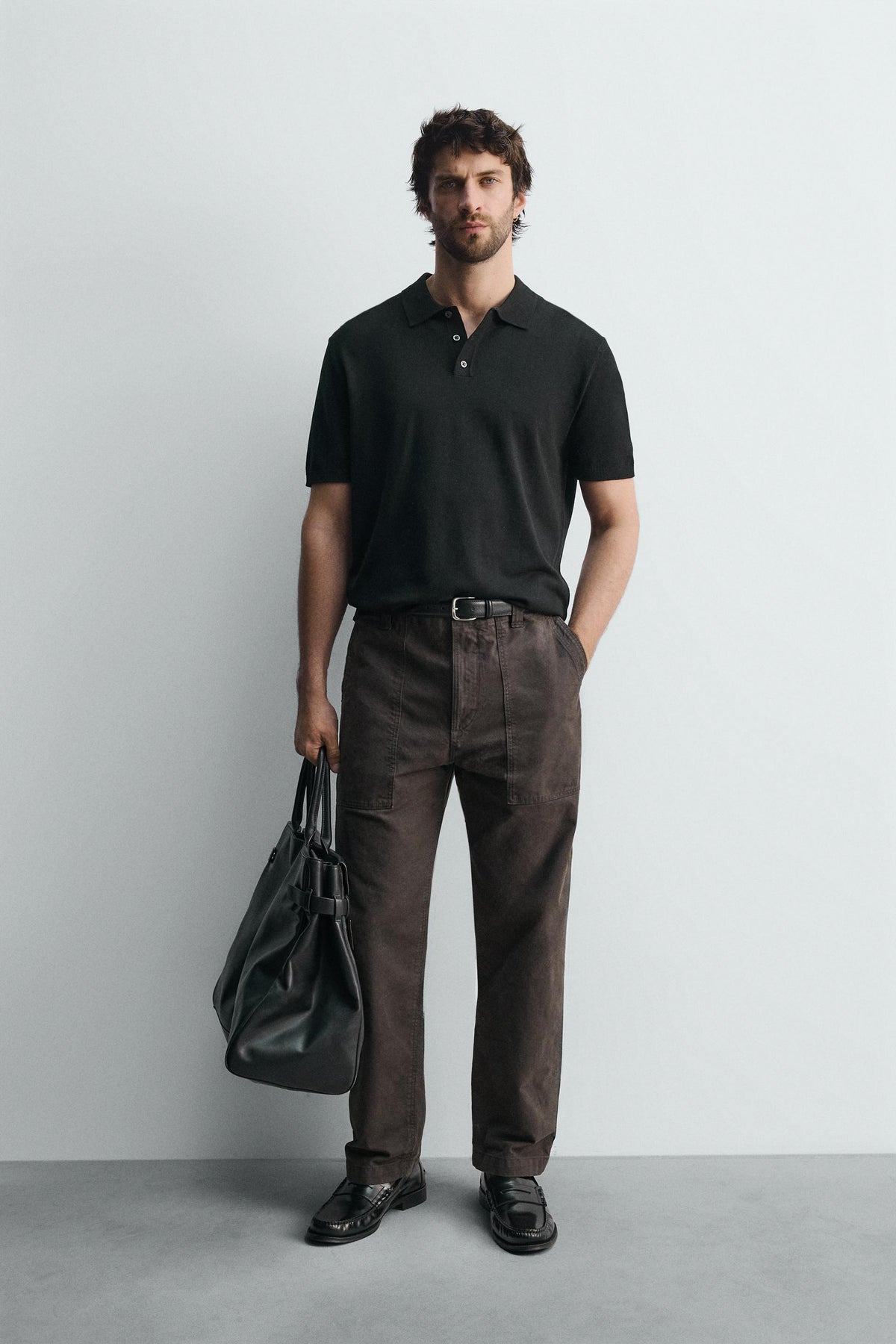 VISCOSE BLEND KNITTED POLO SHIRT - Image 1