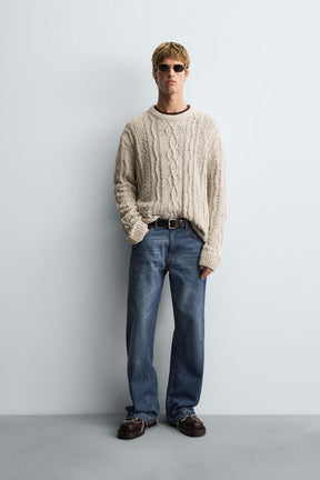 TEXTURED CABLE-KNIT SWEATER - Image 1