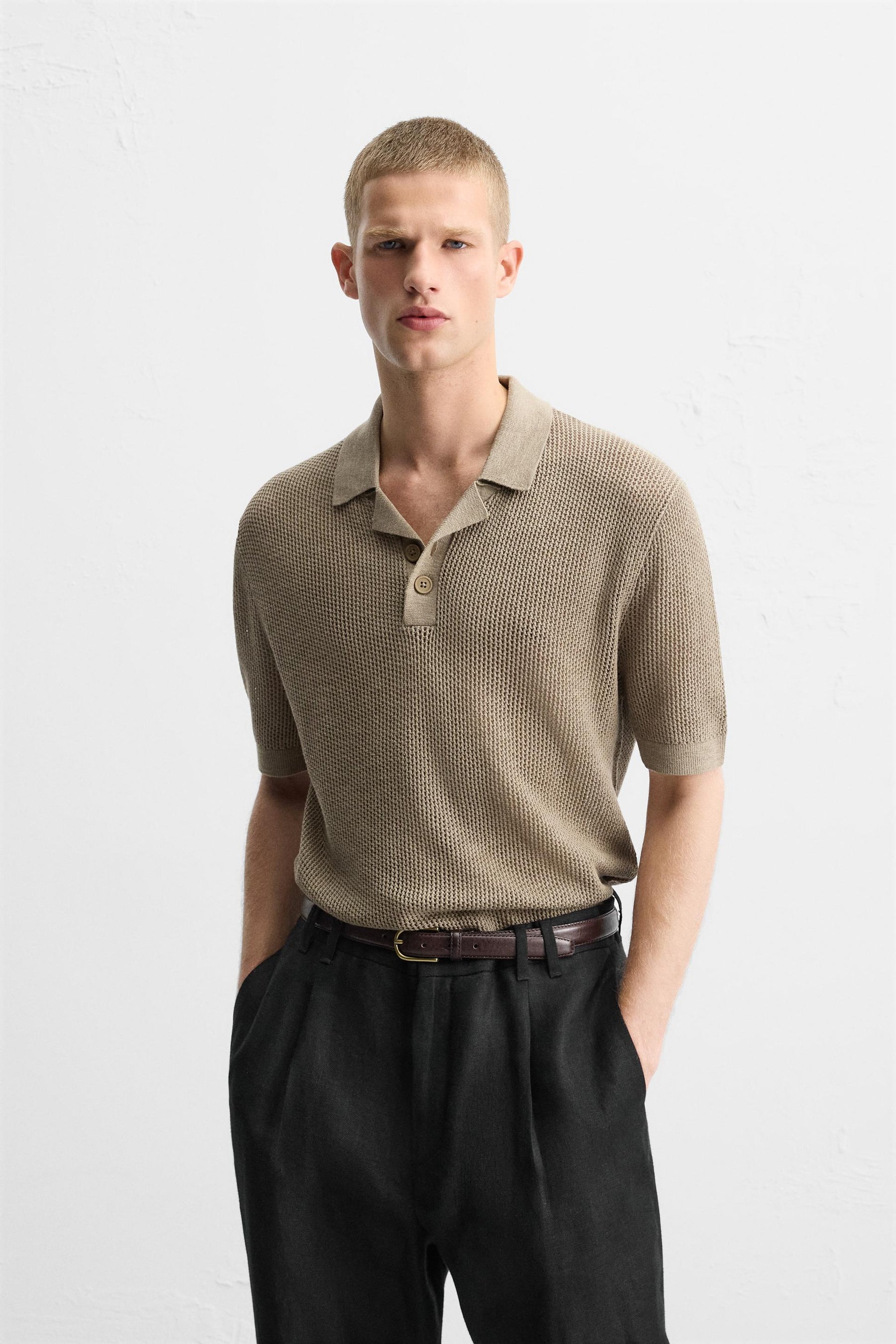 TEXTURED KNIT POLO SHIRT - Image 2