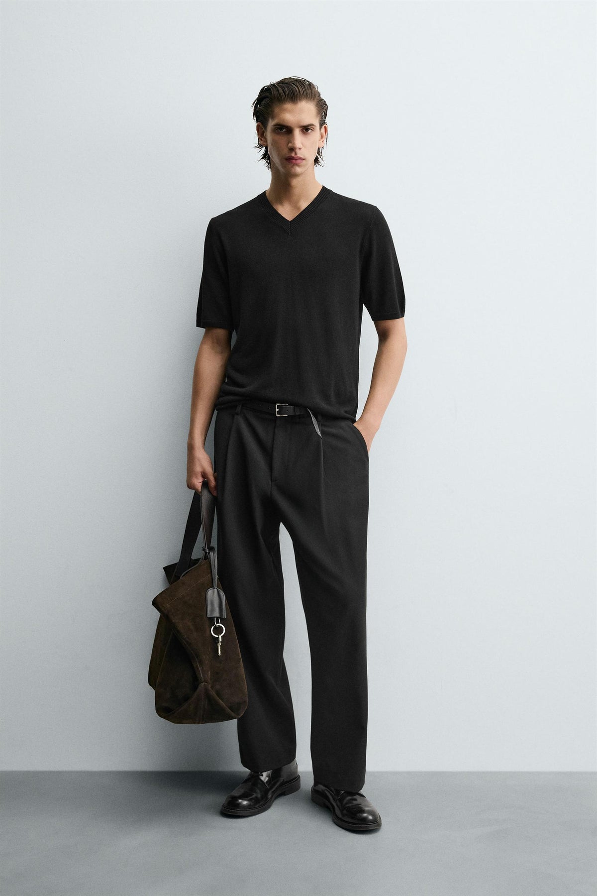 V-NECK KNIT T-SHIRT - Image 1