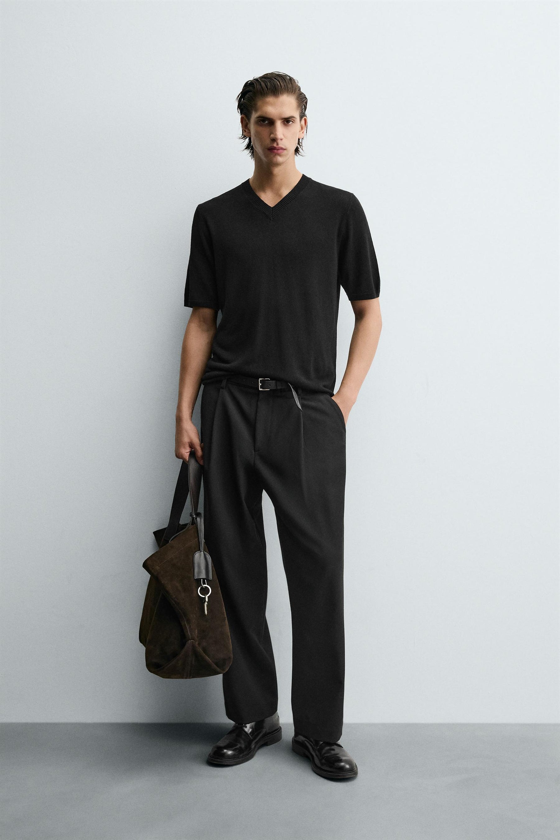 V-NECK KNIT T-SHIRT - Image 1