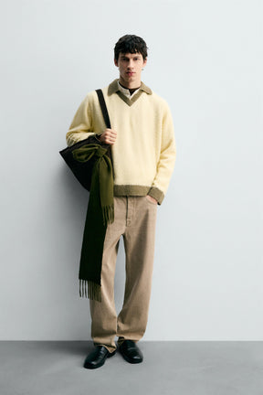 CONTRAST KNIT POLO SHIRT WITH WOOL - Image 1