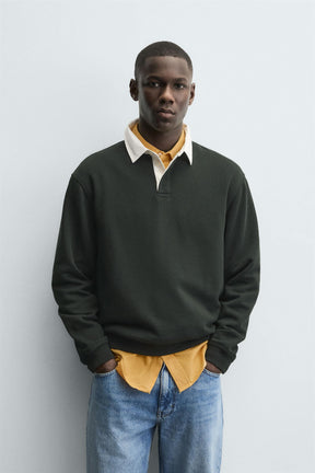 SWEATSHIRT WITH CONTRAST POLO COLLAR - Image 2