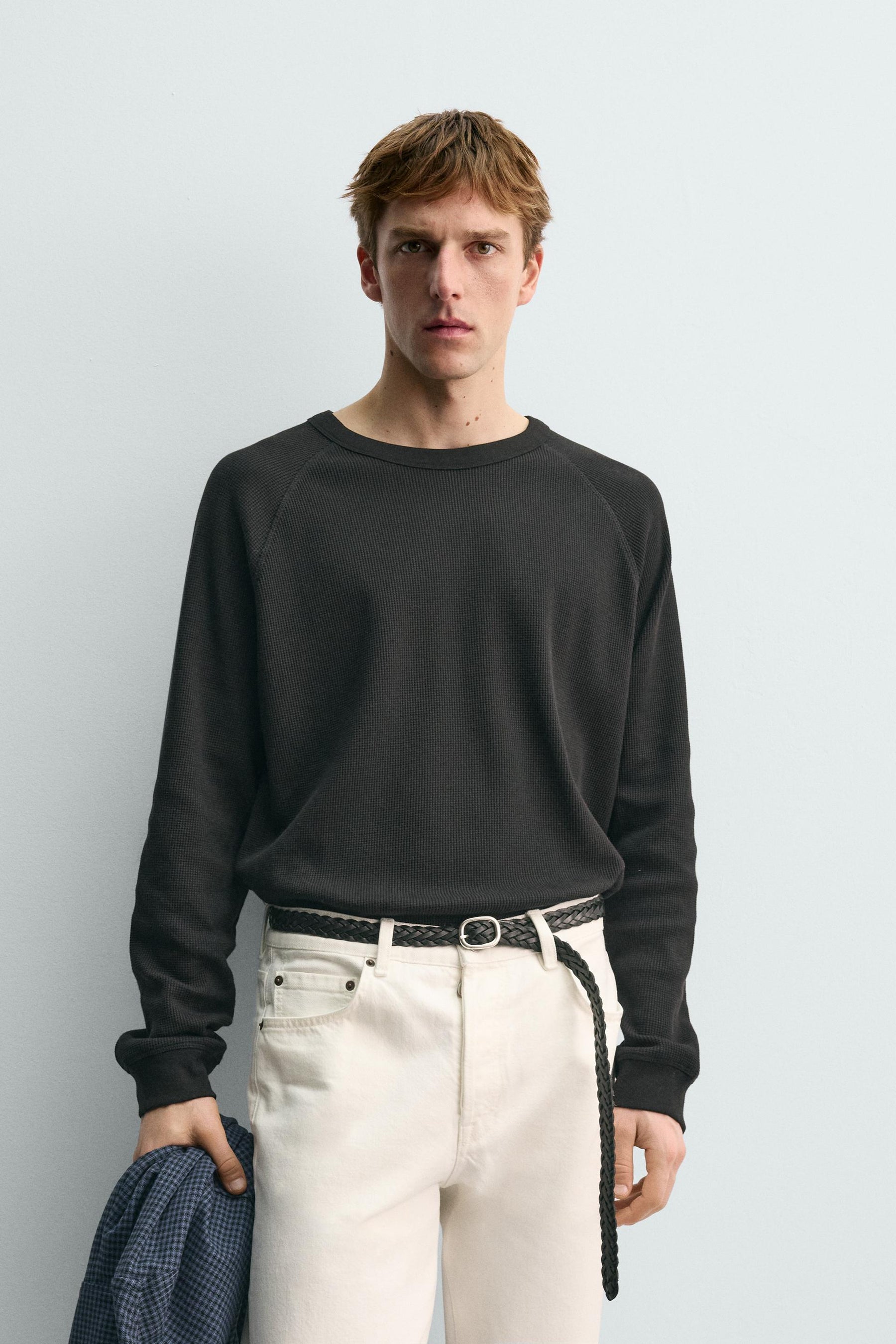 AARON LEVINE X WAFFLE-KNIT STRUCTURED T-SHIRT - Image 2