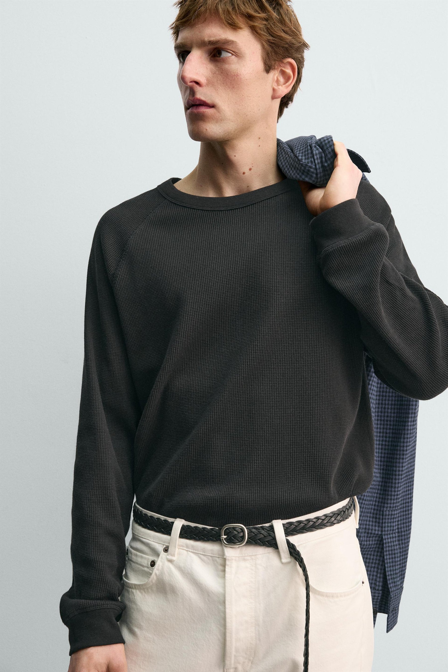 AARON LEVINE X WAFFLE-KNIT STRUCTURED T-SHIRT - Image 5