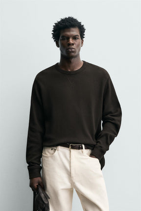 WAFFLE-KNIT TEXTURE T-SHIRT - Image 2