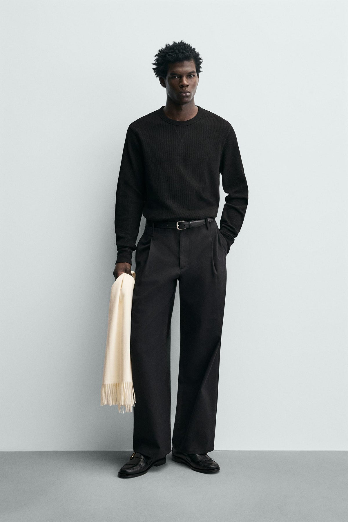 WAFFLE-KNIT TEXTURE T-SHIRT - Image 1