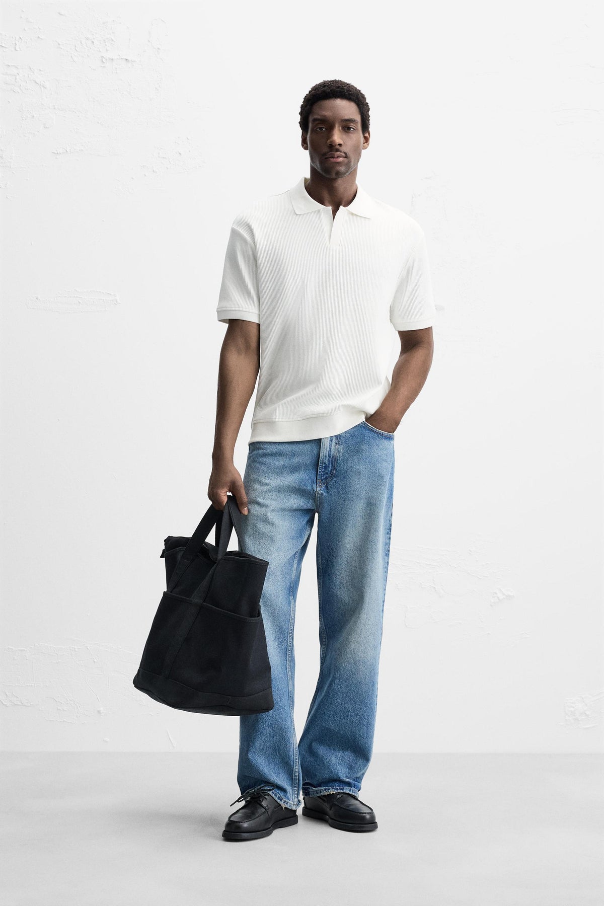 VERTICAL TEXTURED POLO SHIRT - Image 1