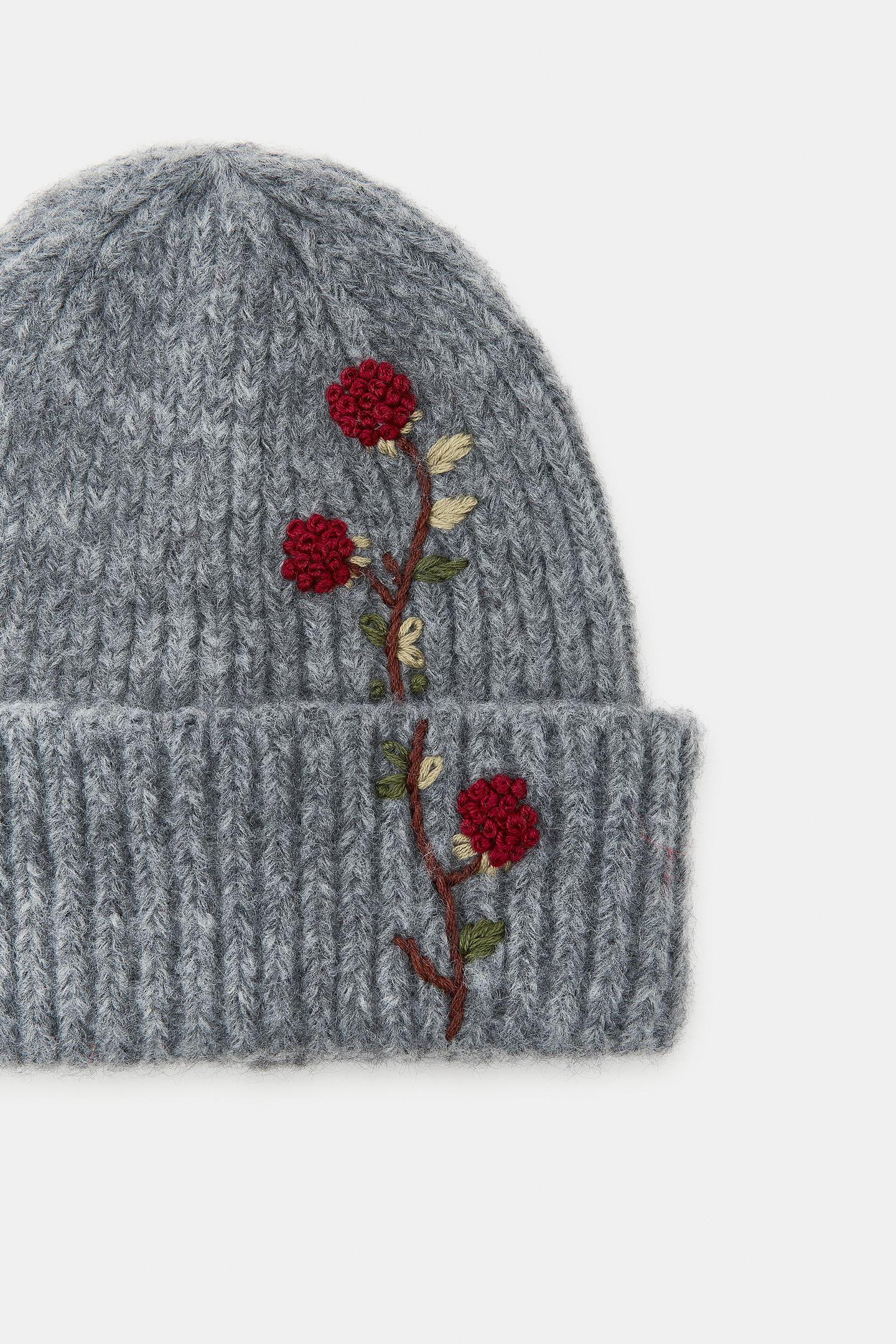 Floral Embroidered Beanie
