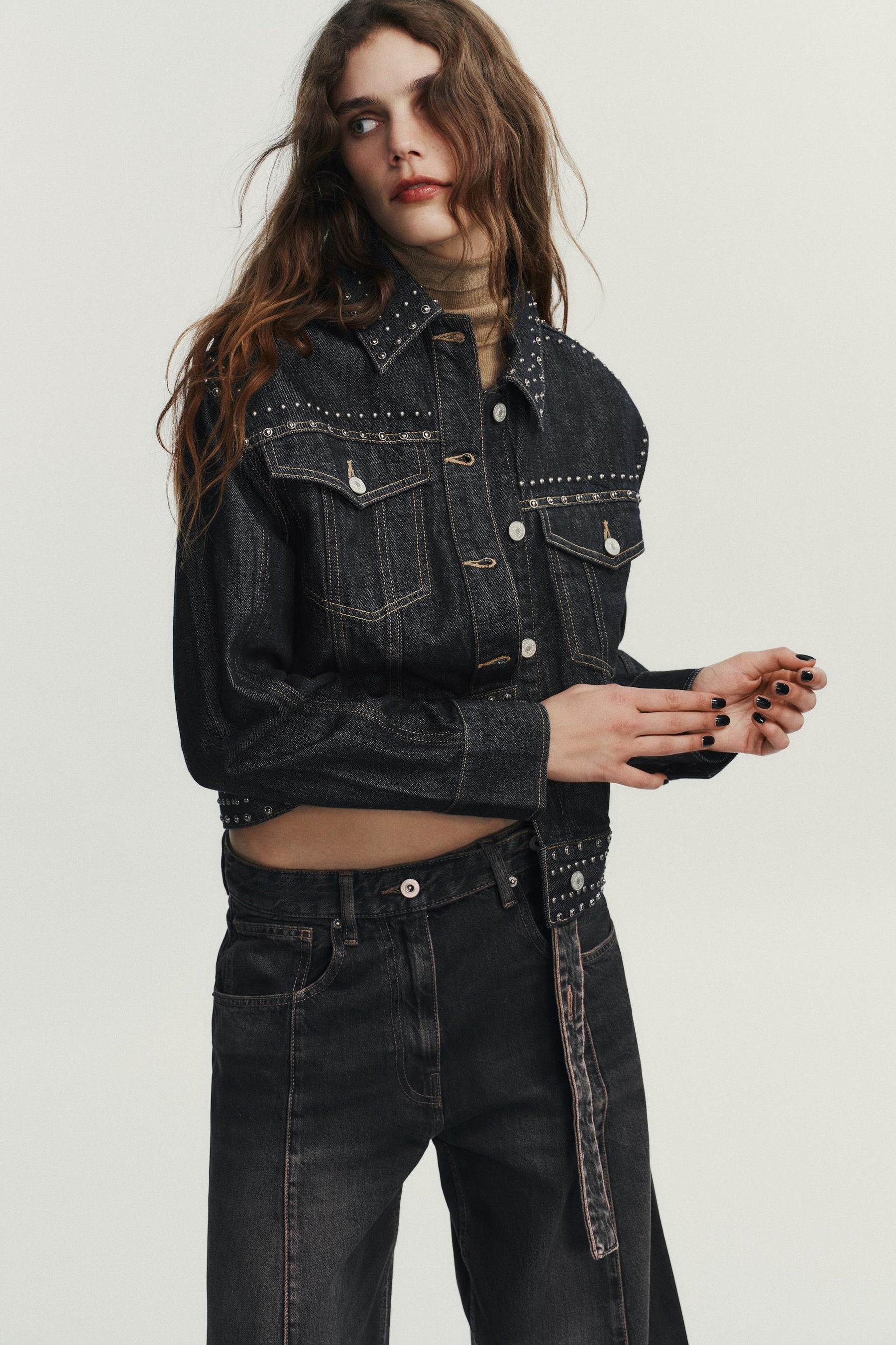STUDDED DENIM-EFFECT JACKET - Image 2