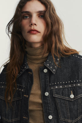 STUDDED DENIM-EFFECT JACKET - Image 3
