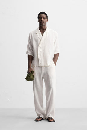 RELAXED FIT 100% LINEN TROUSERS - Image 1