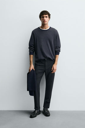 COMFORT TEXTURED CHINO TROUSERS - Image 1