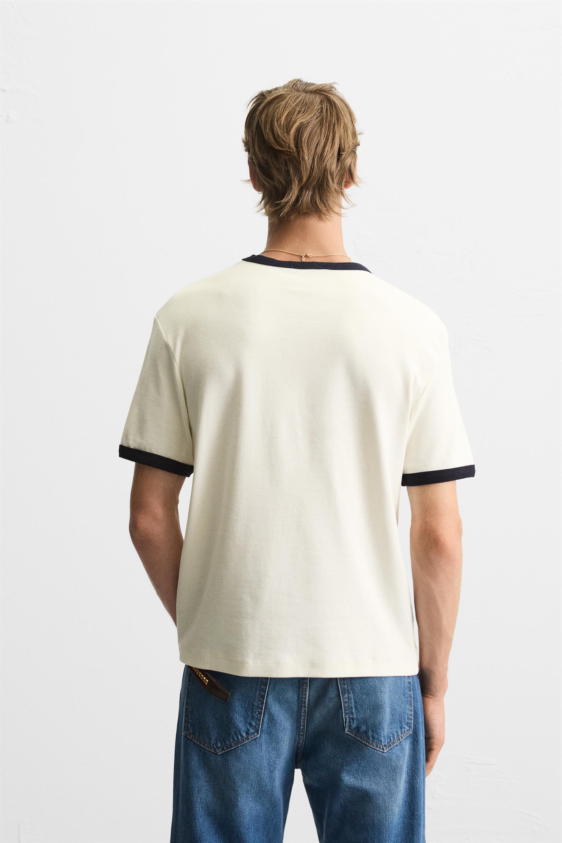 BASIC CONTRAST RIB T-SHIRT - Image 3