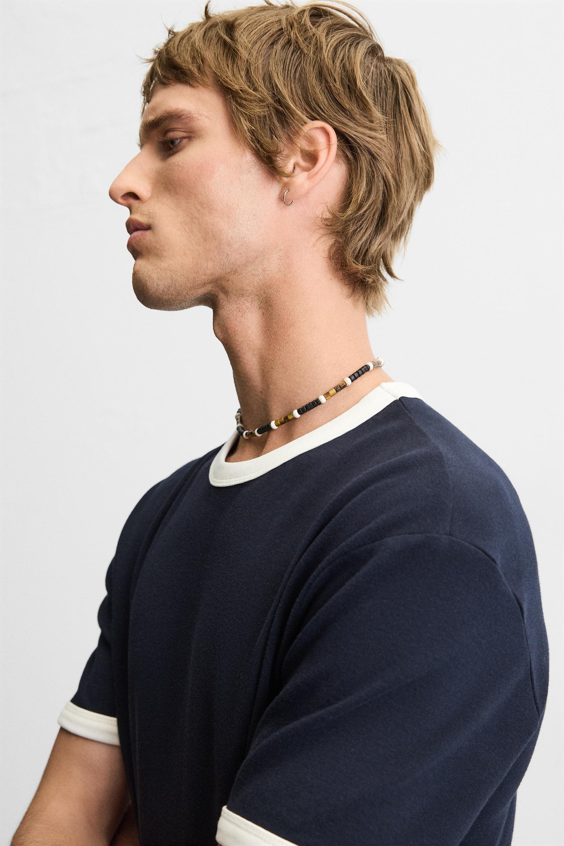 BASIC CONTRAST RIB T-SHIRT - Image 5