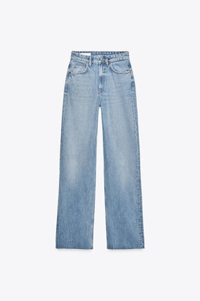 Wide-leg high-waist jeans