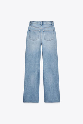 Wide-leg high-waist jeans