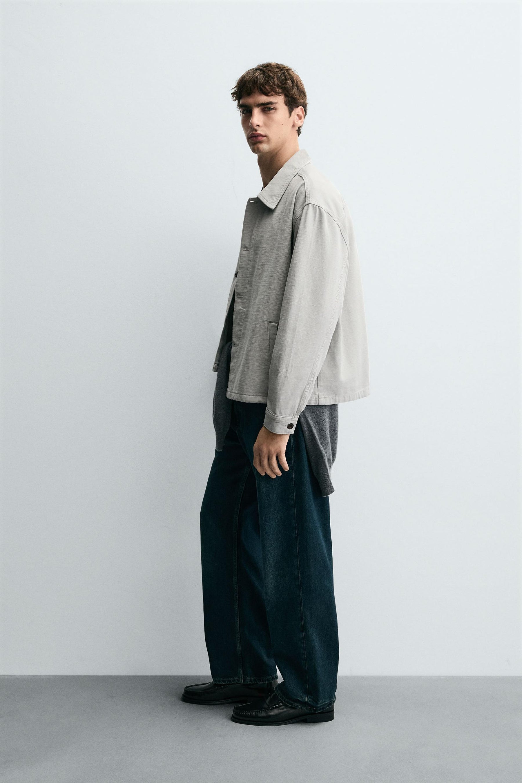HERRINGBONE BOXY FIT OVERSHIRT - Image 4