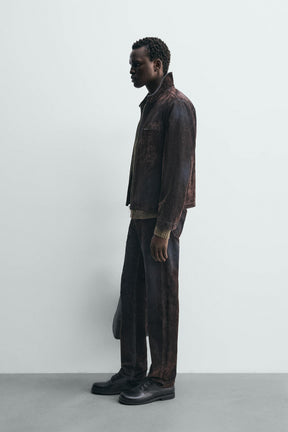 RELAXED FIT FLOCKED VELVET JEANS - Image 4