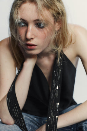 Satin Beaded Fashion Top