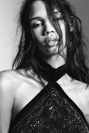 Beaded Georgette Halter Top