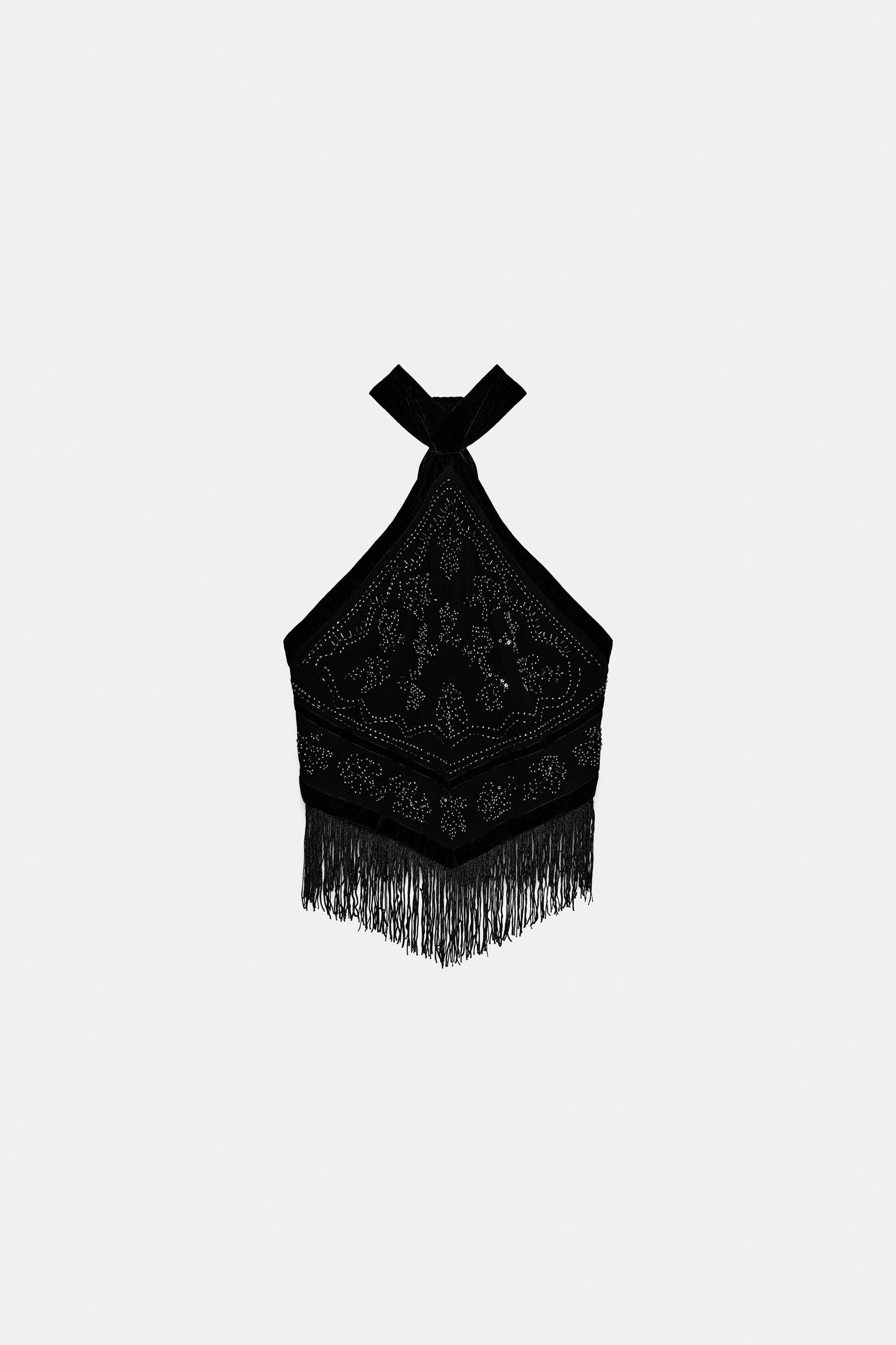 Beaded Georgette Halter Top