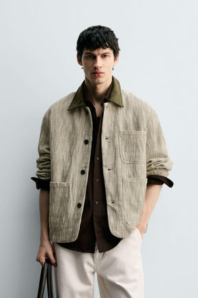 CONTRAST TEXTURED OVERSHIRT - Image 2