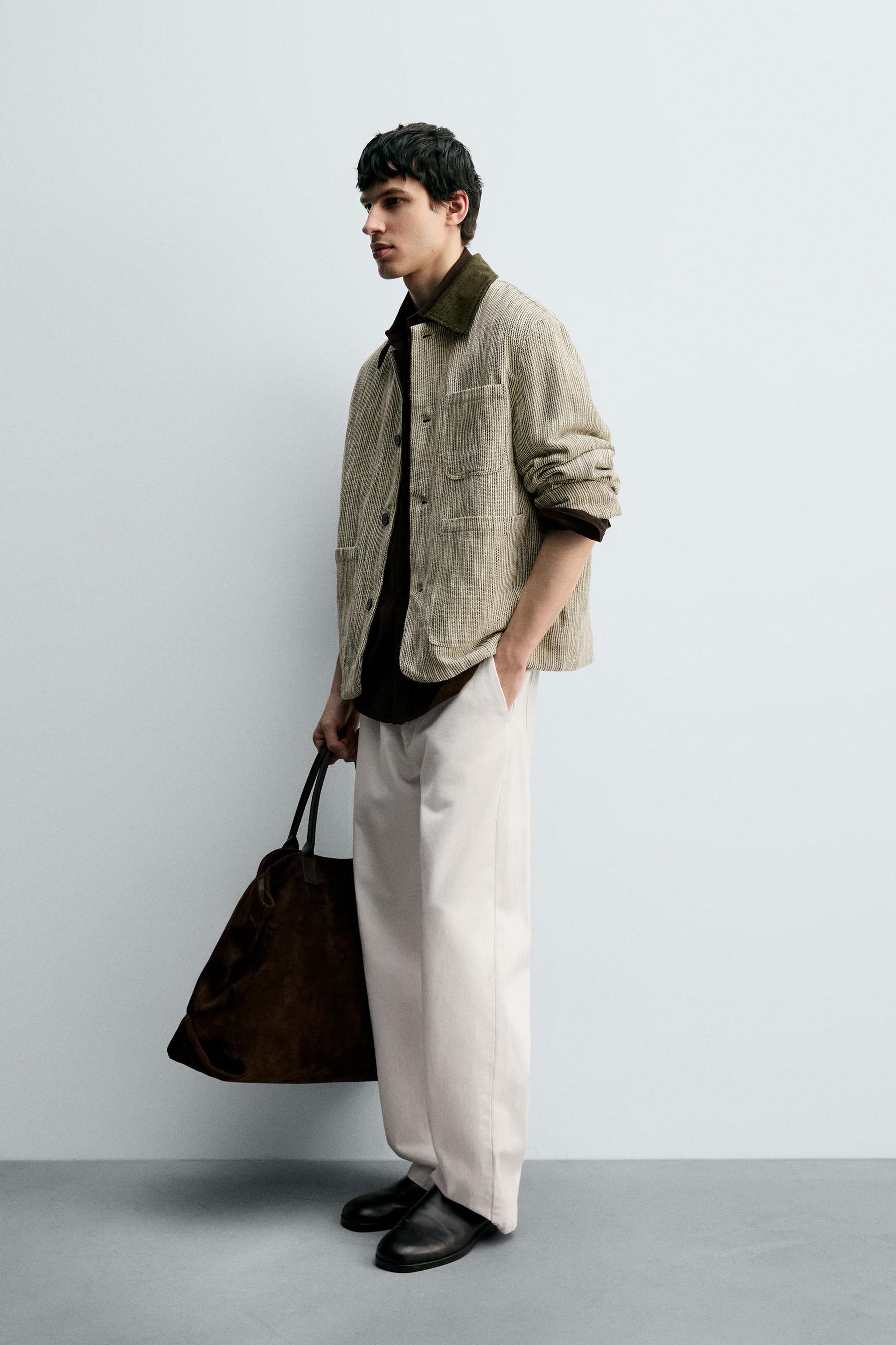 CONTRAST TEXTURED OVERSHIRT - Image 4