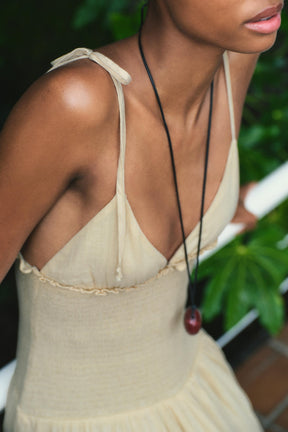 CONTRAST SMOCKED MIDI DRESS - Image 5