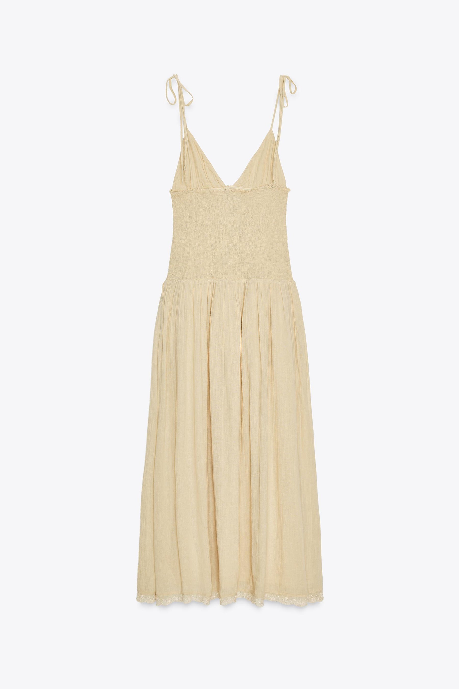 CONTRAST SMOCKED MIDI DRESS - Image 7